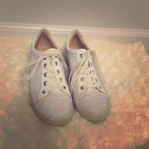 White Rhinestone Betsey Johnson Sneakers